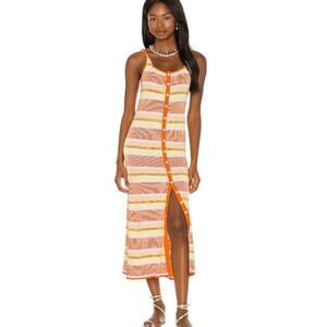 Solid & Striped The Kimberly Dress Orange/Yellow Striped Knit Dress size Small